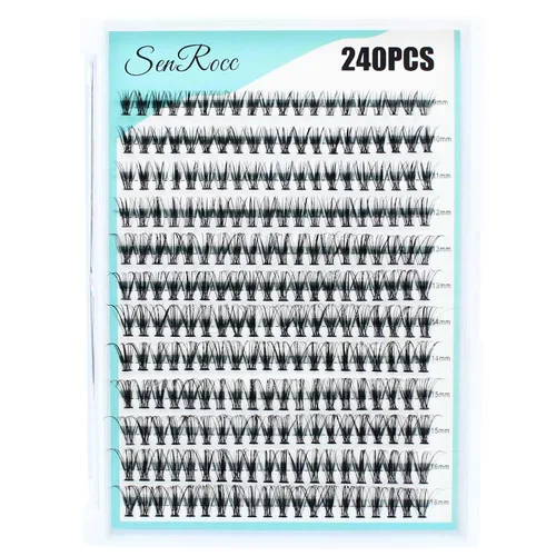 Miniatura 5 de Extensiones de pestañas en racimo para colocar en casa, 240 unidades, rizo D 20D, bandeja mixta, extensiones de racimos de pestañas de visón