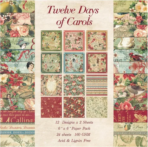 Miniatura 14 de 24 hojas de 12 diseños de álbumes de recortes, 6 x 6 pulgadas, papel de cartulina para manualidades Decopodge de una sola cara, álbum de recortes