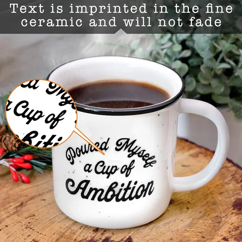Miniatura 2 de MAINEVENT Taza de café de cerámica con texto en inglés «Pour Myself a Cup of Ambition» de 11 onzas, regalo para mujeres