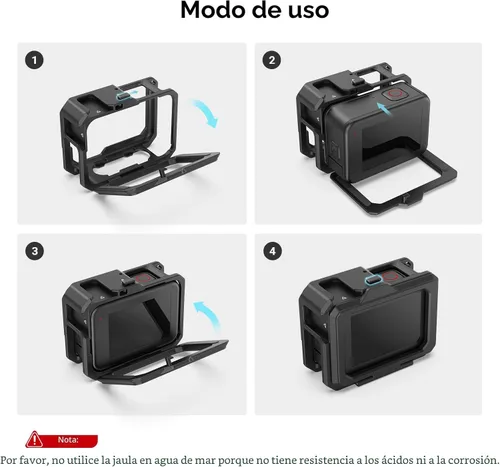 Miniatura 6 de SmallRig Hero 13 / Hero12 / Hero11 / Hero 10 / Hero 9 jaula negra para GoPro, con 2 soportes de zapata fría para GoPro Light Mod y micrófono común