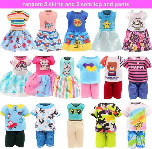 Miniatura 2 de Miunana Vestido de muñeca de 5.3 pulgadas, 36 piezas, ropa y maleta y sombreros para muñecas de 4 a 6 pulgadas, camiseta y pantalones, trajes