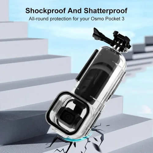 Miniatura 7 de PULUZ Funda de buceo para DJI Osmo Pocket 3 Funda impermeable PC carcasa protectora 147.6 ft/147 pies cubierta de buceo submarino con accesorios