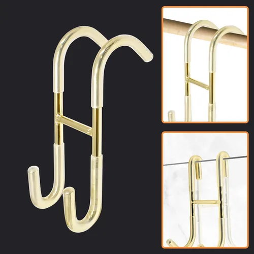 Miniatura 4 de Hitefu 2 ganchos para puerta de ducha, gancho para colgar puertas de vidrio dorado, sin marco, para toallas, bata, trajes de baño, afeitadora, Oro