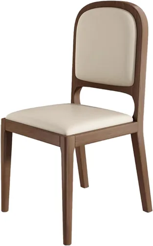 Miniatura 40 de Leather Seat Dining Room Chair with Back, Wooden Dining Chairs Set Kitchen Chair, Dining Room Chairs Armless Seat for Kitchen Living Room Black+khaki
