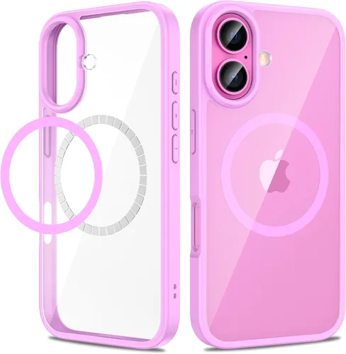 Miniatura 15 de VEGO Funda para iPhone 13 y iPhone 14, con imanes integrados, parte trasera de policarbonato duro transparente + funda delgada de TPU suave