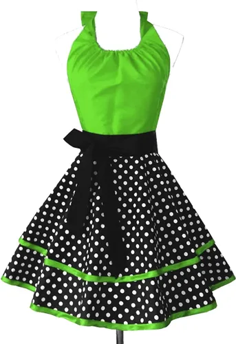Miniatura 13 de Hyzrz Lindo delantal retro vintage de criada a lunares delantales de cocina para mujeres, damas y niñas (azul)