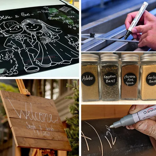 Miniatura 5 de Overseas Rotuladores de Pintura Negra Permanentes 24 Piezas, Juego de Marcadores de Pintura a Base de Aceite, Secado Rápido, Impermeables