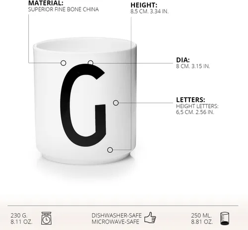 Miniatura 8 de Design Letters Tazas de café de porcelana (A-Z), taza con monograma, regalos del día del padre para papá, regalos para papá, taza de café