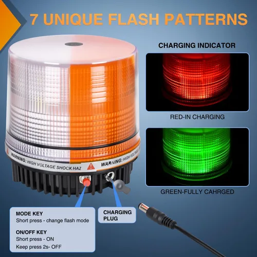 Miniatura 4 de Nilight 18 Luces Estroboscópicas LED Ámbar Blanco Inalámbricas Giratorias de Emergencia y Seguridad Luz Baliza Intermitente con Base de Montaje