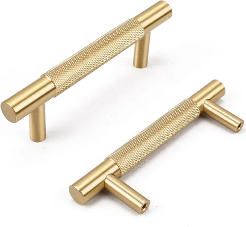 Miniatura 10 de RZDEAL Paquete de 5 tiradores de latón macizo dorados para gabinetes de cocina, tiradores de cajón, accesorios de gabinete de cocina de latón