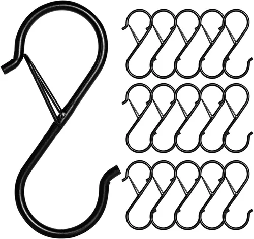 Miniatura 8 de FSAH 17 piezas de ganchos en S para colgar con hebilla de seguridad, ganchos de acero inoxidable con forma de S de 3.5 pulgadas con bloqueo