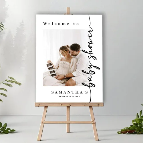 Letrero de bienvenida con foto personalizada para baby shower, cartel de baby shower con foto, póster de baby shower, decoración de baby shower,
