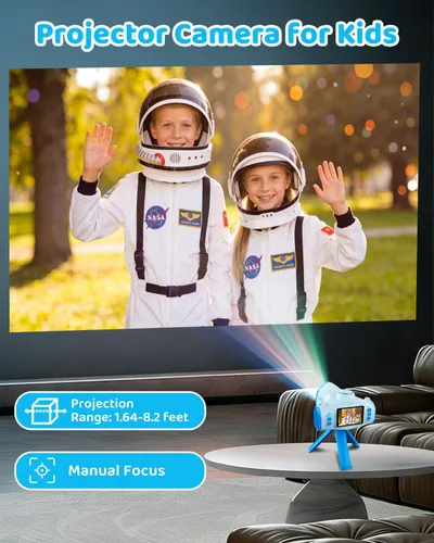 Miniatura 2 de Cámara para niños con proyector, videocámara de video digital 1080P, cámara fotográfica de 48 MP, cámara portátil para niños pequeños, regalo de Azul
