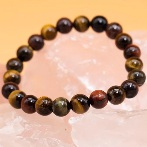 Miniatura 4 de DAZCOLO - Pulsera de gemas hecha a mano de 7,5 pulgadas, piedras preciosas elásticas de 8 mm, cuentas redondas, cristales de cuarzo, unisex