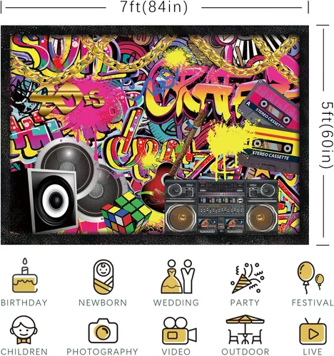 Miniatura 6 de Fondo de graffiti neón de los años 80 y 90, retro, hip hop, fotografía, fondo, salpicaduras, arte abstracto de salpicaduras de brillo oscuro