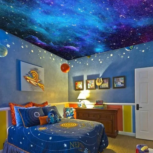 Miniatura 4 de Apdidl - Tapiz de galaxia para dormitorio, espacio estético, cielo nocturno estrellado azul, estrellas, universo, tapiz misterioso, nebulosa, fondo