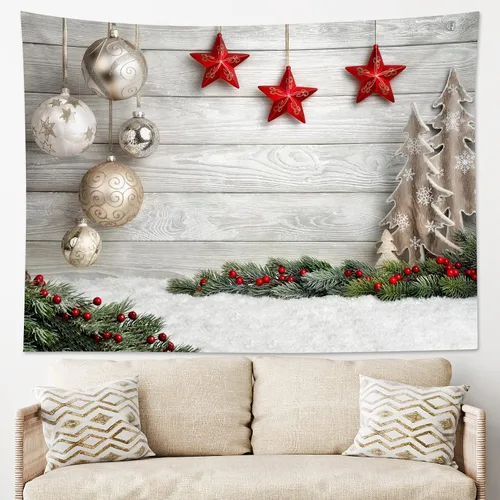Miniatura 2 de HVEST Tapiz de bosque de invierno para colgar en la pared, montaña, nieve y pino, exterior, ventana de Navidad, arte de pared, tapiz de invierno