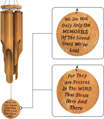 Miniatura 2 de Nalulu Campanillas de viento de bambú conmemorativas – Campanillas de viento de condolencias por pérdida de seres queridos, medianas, hechas a mano