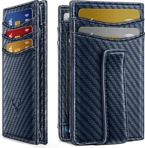 Miniatura 13 de BULLIANT Billetera Airtag para hombre, delgada con clip para dinero, cierre magnético, 12 tarjetas en el bolsillo frontal, bloqueo RFID