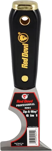 Red Devil 4251 Herramienta de pintores 6 en 1: Raspador, cuchillo de masilla, limpiador de rodillos, clavador, gouge, esparcidor, abre latas de