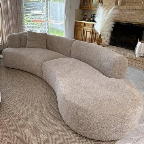 Miniatura 8 de Acanva - Sofá seccional curvo moderno para sala de estar, sofá modular de tela bouclé minimalista y cómodo para apartamento, oficina en casa, 114
