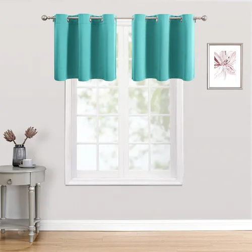 Miniatura 62 de ChrisDowa - Cortinas de cenefa pequeñas para cocina, cortinas cortas con ojales y aislamiento térmico para oscurecer la sala y habitación