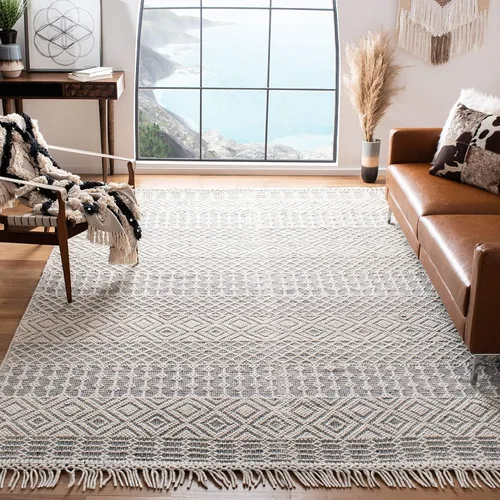 Miniatura 9 de SAFAVIEH Natura Collection - Alfombra decorativa de 2 x 3 pies, color marfil, con flecos de lana marroquí bohemia, hecha a mano, ideal para zonas