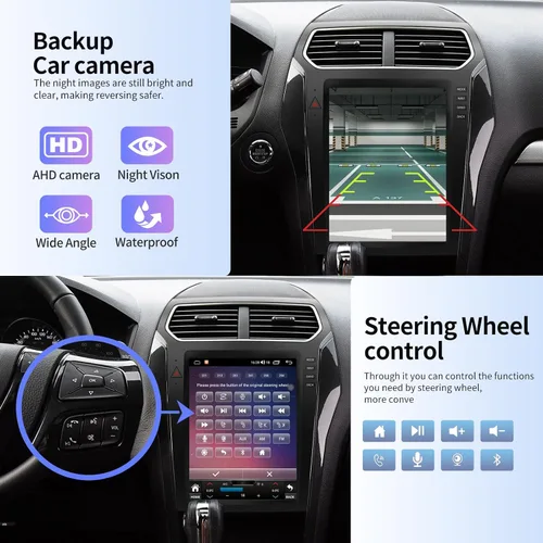 Miniatura 9 de Radio de coche para Ford Explorer Interceptor 2011-2019 Reemplazo estéreo CarPlay Android Auto 12.1 pulgadas Actualización Tesla Style pantalla