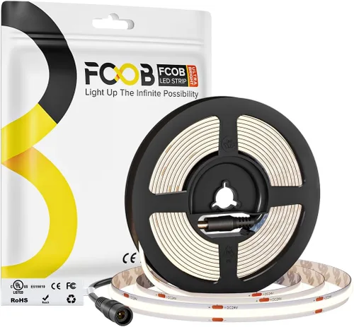 Miniatura 8 de Tira de luces LED COB DC24V de 16.4 pies, 6000 K, blanco frío, 320 LED, flexible, de alta densidad, uniforme, brillante, 9W/m, CRI90+ regulable