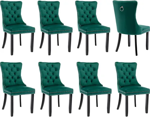 Miniatura 79 de Juego de 2 sillas de comedor modernas, sillas de comedor tapizadas acolchadas con patas de madera maciza, silla de cocina de tela de lino beige