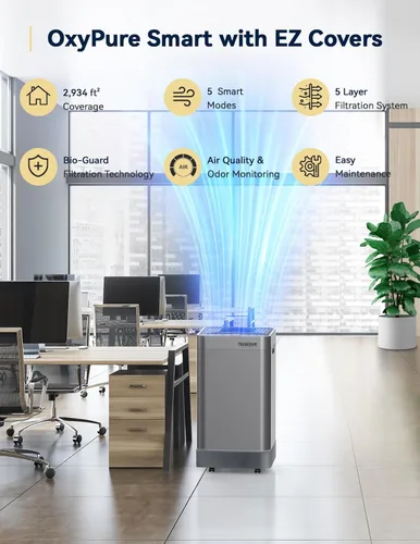 Miniatura 2 de Nuwave Oxypure - Purificadores de aire ultra limpios para habitaciones extra grandes, oficina, sistema de filtración de 5 etapas con 4 filtros