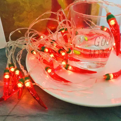 Miniatura 18 de Guirnalda de luces rojas de chile y pimienta, luces de noche de hadas, guirnalda de cobre, lámpara colgante con pilas para decoración del hogar