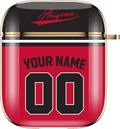 Funda de béisbol personalizada con nombre y número para Apple AirPods de 2ª y 1ª generación, Arizona personalizada para fanáticos de los deportes,