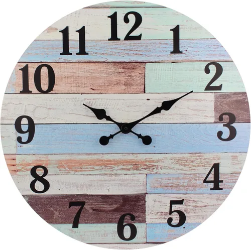 Miniatura 10 de Stonebriar - Reloj de pared de madera rústica, funciona con pilas, decoración de pared clásica de granja para la cocina, sala, dormitorio u oficina
