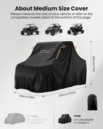 Miniatura 2 de ILM Funda UTV Impermeable y a Prueba de Viento con Protección para Todo Clima Compatible con Can Am, Polaris, Rhino, Kawasaki, Hisun, Modelos de 2-3