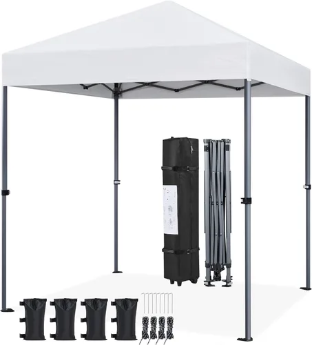 Yaheetech Toldo desplegable de 6.6 x 6.6 pulgadas, tienda de campaña instantánea portátil para exteriores, kiosco comercial con bolsa de transporte