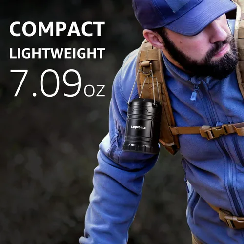 Miniatura 2 de Lepro Faroles LED para campamento con pilas, plegables, resistentes al agua IPX4, luces portátiles para exteriores, para emergencias, huracanes