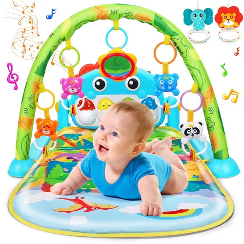 UMIKU Alfombrillas de Gimnasio de Juego para Bebé Tapete para el Tiempo Boca Abajo Centro de Actividades Musicales para Bebés Recién Nacidos Piano