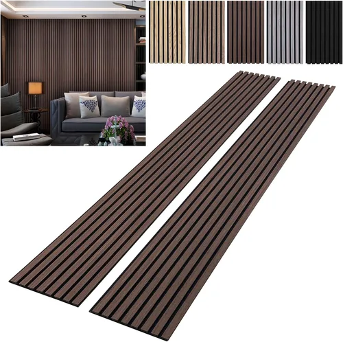 Miniatura 9 de YLL YLL Paneles de Pared de Madera YLL YLL Paneles de Pared Acústicos para Decoración de Pared Interior Dos 94.68" x 12.79" Panelado de Listones