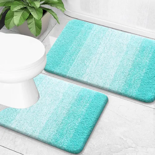 Miniatura 79 de OLANLY Juego de 2 alfombras de baño de microfibra suave y absorbente, antideslizantes, se pueden lavar y secar a máquina, alfombras de baño peludas