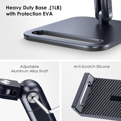 Miniatura 4 de CreaDream Soporte para tablet iPad, soporte de aluminio para tablet con base resistente para escritorio, ángulo totalmente ajustable, compatible