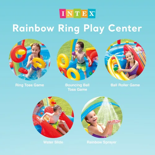 Miniatura 4 de Intex Hinchable, diseño de arcoíris anillo centro de juego, 117" x 76" x 53," para edades entre 2 + 2-Multicolor