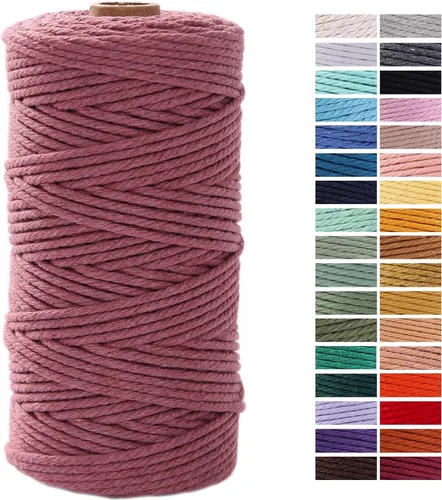 Miniatura 84 de Cuerda de Macramé Gris Claro 3mm x 109 Yardas, Cuerda de Algodón de Colores Cuerda para Manualidades Cuerda de Algodón Colorida para Colgar