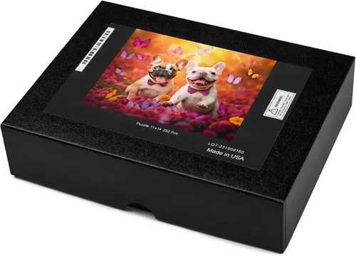 Miniatura 4 de Superb Home Adorable rompecabezas de 2 perros Bulldog Francés Persecución Mariposas 252 piezas Rompecabezas de mejores amigos, hermanos, parejas
