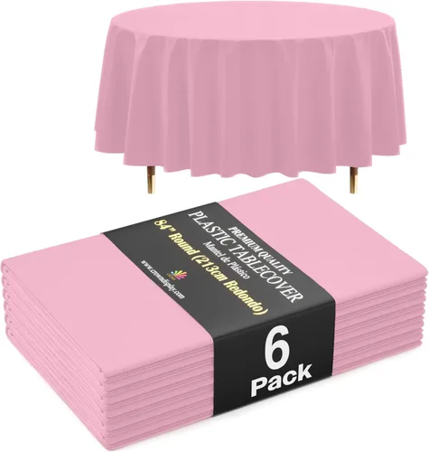 Miniatura 93 de Exquisite 66% Thicker Premium Aqua Round Tablecloth 0.5 Mil 6 Pack Plastic Table Cloth Disposable 84 Inch Round Plastic Tablecloth Won't Tear Easily