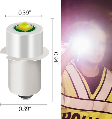 Miniatura 7 de Bombilla LED de repuesto para linterna con 18 V, 12 V, 19.2 V, 6 a 24 voltios y 3 W, 247 lm y PR2 P13.5S, kit de conversión LED, compatible