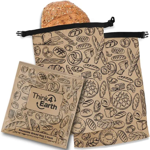 Miniatura 14 de THINK4EARTH® Bolsas de pan reutilizables negras prémium para pan casero, duraderas y lavables (paquete de 2)