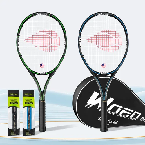 Miniatura 5 de Raqueta de tenis para 2 jugadores para adultos, perfecta para jugadores principiantes y profesionales, raqueta de tenis de velocidad de 27 pulgadas