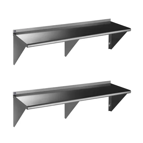 Miniatura 12 de ROCKPOINT Estante de acero inoxidable de 12 x 24 pulgadas, 250 libras, estantes comerciales de metal NSF para montaje en pared, estantería flotante