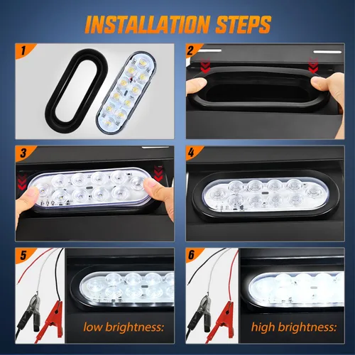 Miniatura 5 de Nilight Juego de luces traseras ovaladas de 6 pulgadas para remolque, 6 piezas, color rojo, ámbar y blanco, 10 luces LED con ojales de montaje